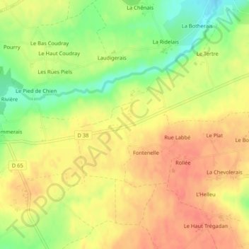 Carte topographique Catillan, altitude, relief