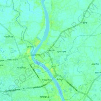 Carte topographique Tarabo, altitude, relief