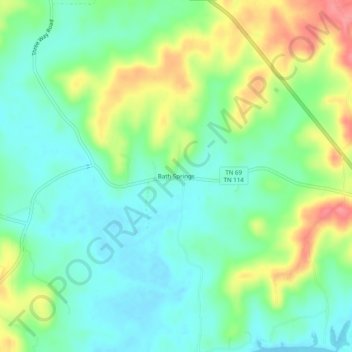 Carte topographique Bath Springs, altitude, relief