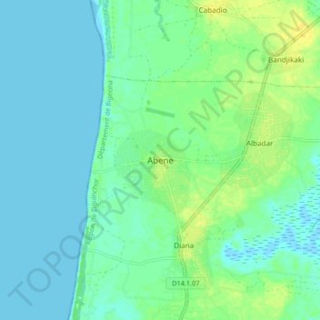 Carte topographique Abene, altitude, relief