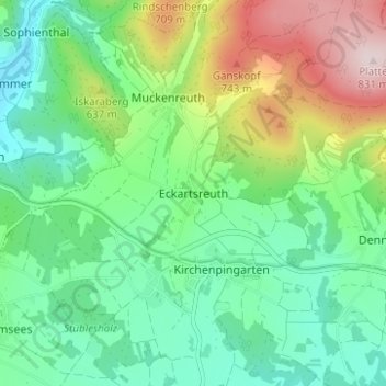 Carte topographique Eckartsreuth, altitude, relief