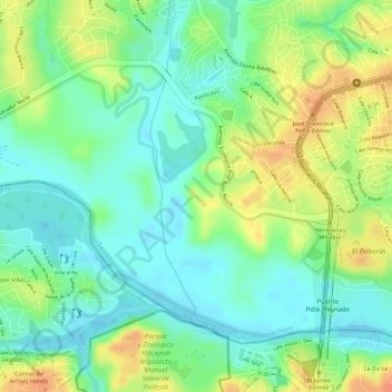 Carte topographique Parque Mirador del Norte, altitude, relief