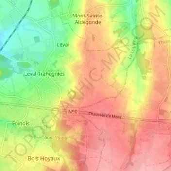 Carte topographique Bois d'Hamal, altitude, relief