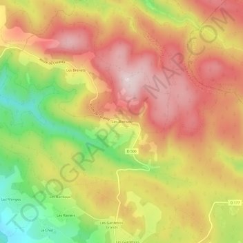 Carte topographique Les Brenots, altitude, relief