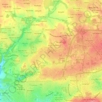 Carte topographique Loscoat, altitude, relief