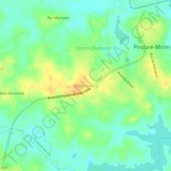 Carte topographique Pitombeira, altitude, relief