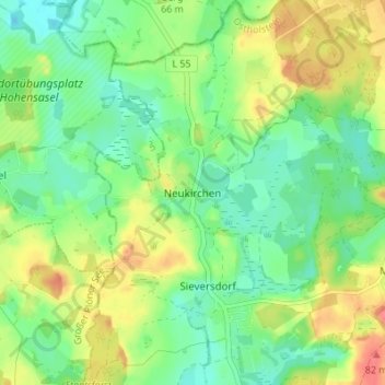 Carte topographique Neukirchen, altitude, relief