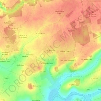 Carte topographique Les Anneaux, altitude, relief