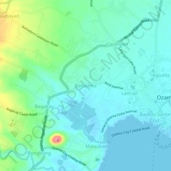 Carte topographique Bañadero, altitude, relief