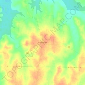 Carte topographique Allens Chapel, altitude, relief