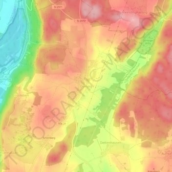 Carte topographique Deining, altitude, relief