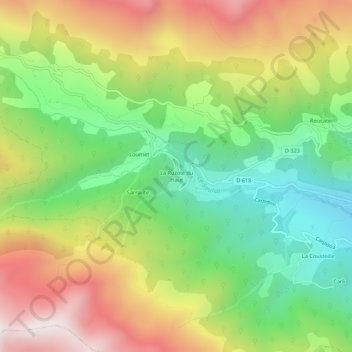 Carte topographique La Ruzole du Haut, altitude, relief