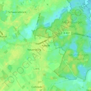 Carte topographique Astede, altitude, relief