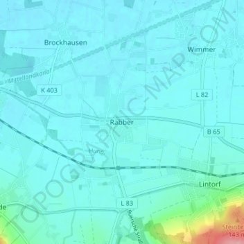 Carte topographique Rabber, altitude, relief