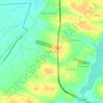Carte topographique Machuca, altitude, relief