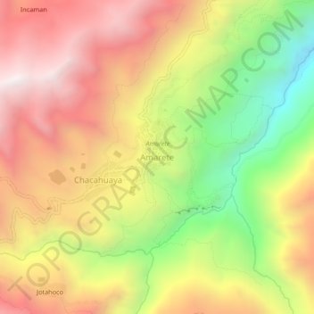 Carte topographique Amarete, altitude, relief