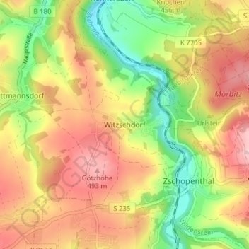 Carte topographique Witzschdorf, altitude, relief