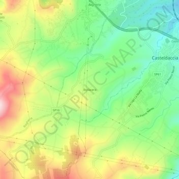 Carte topographique Bellacera, altitude, relief