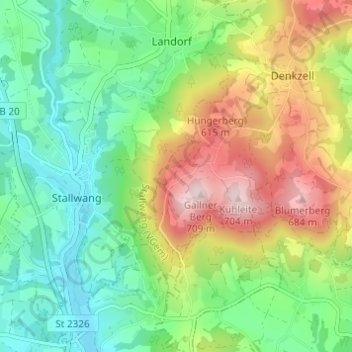 Carte topographique Gallner, altitude, relief