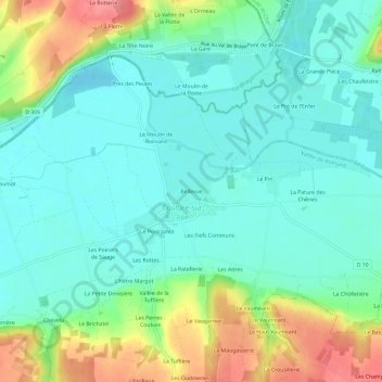 Carte topographique Bellevue, altitude, relief