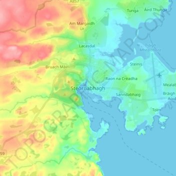 Carte topographique Stornoway, altitude, relief