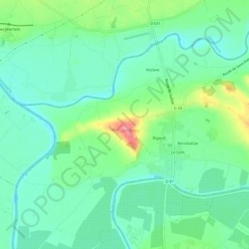 Carte topographique La Grange, altitude, relief