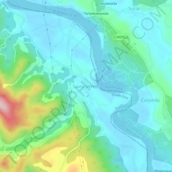 Carte topographique Savoi-Verem, altitude, relief