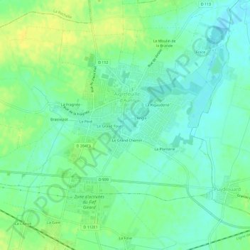 Carte topographique La Planche, altitude, relief