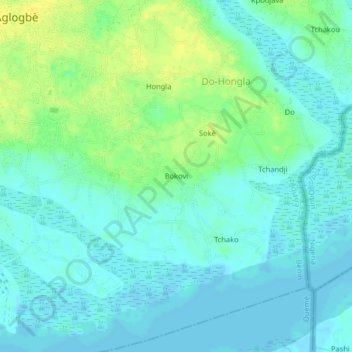 Carte topographique Bokovi, altitude, relief