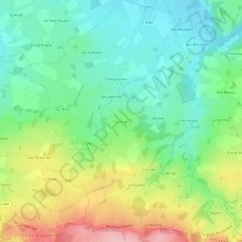 Carte topographique La Jarge, altitude, relief