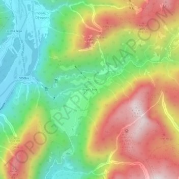 Carte topographique Illegio / Dieç, altitude, relief