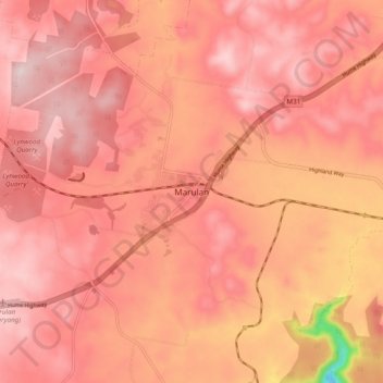 Carte topographique Marulan, altitude, relief