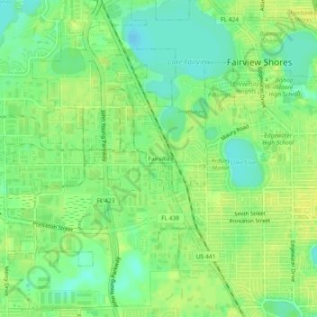 Carte topographique Fairvilla, altitude, relief