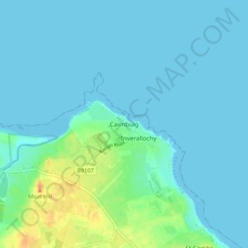 Carte topographique Cairnbulg, altitude, relief