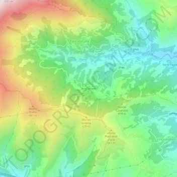 Carte topographique Boscomare, altitude, relief