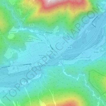 Carte topographique Weißenbach am Lech, altitude, relief