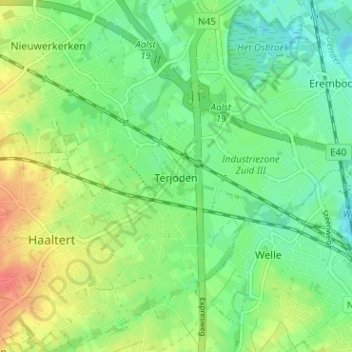 Carte topographique Terjoden, altitude, relief