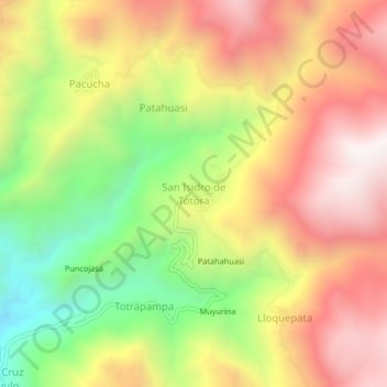 Carte topographique San Isidro de Totora, altitude, relief