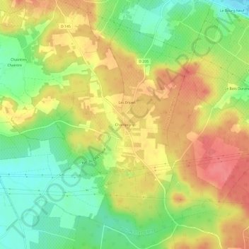Carte topographique Champigny, altitude, relief