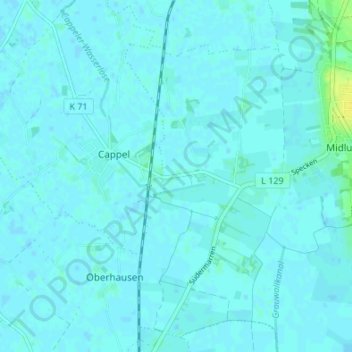 Carte topographique Midlum-Großenbüttel, altitude, relief