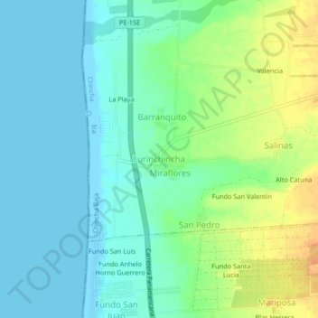 Carte topographique Lurinchincha, altitude, relief
