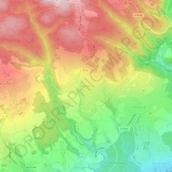 Carte topographique Rotzel, altitude, relief