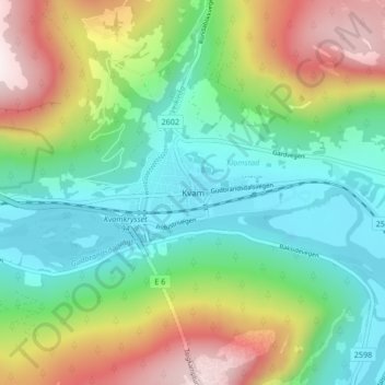 Carte topographique Kvam, altitude, relief