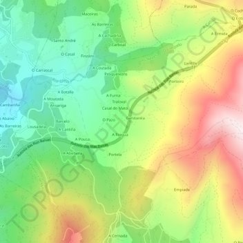 Carte topographique Guille, altitude, relief