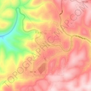 Carte topographique Cloudcroft, altitude, relief