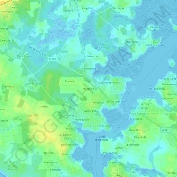Carte topographique Kervernic, altitude, relief