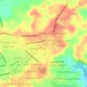 Carte topographique Mata do Café, altitude, relief