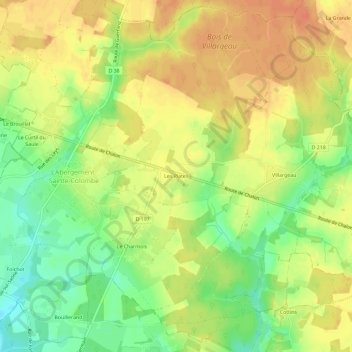 Carte topographique Les Plates, altitude, relief