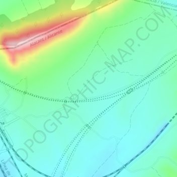 Carte topographique El Rodriguillo, altitude, relief