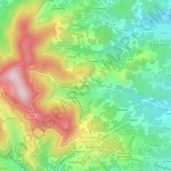Carte topographique Le Gay, altitude, relief